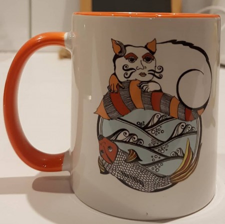 Mug poisson/chat en couleurs